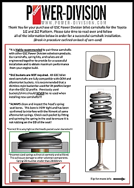 GSC Power-Division Billet VVTI 2JZ-GTE S2 Camshafts