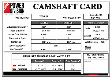 S1 Billet Camshaft set for USDM Subaru WRX EJ20