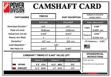 Billet S2 Camshaft set for Subaru EJ255/7 with Intake AVCS