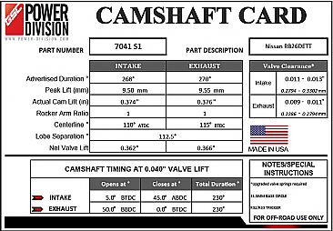GSC Power-Division Billet S1 camshaft set for Nissan RB26DETT
