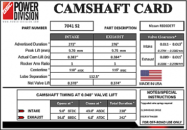 GSC Power-Division Billet S2 camshaft set for Nissan RB26DETT