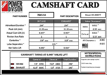 GSC Power-Division Billet S4 camshaft set for Nissan VR38DETT GT-R