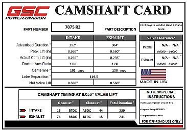 GSC R2 Camshafts – Voodoo Cross Plane