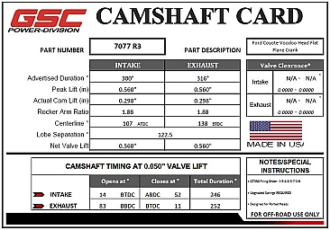 GSC R3 Camshafts – Voodoo Flat-Plane