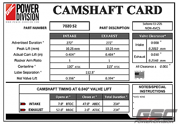 S2 Billet Camshaft set for USDM Subaru WRX EJ20