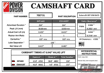 GSC Power-Division Billet S1 Camshaft set for EJ207 JDM/EURO WRX & STi V7+