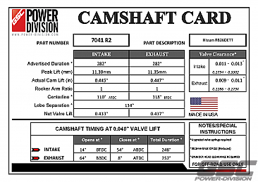 GSC Power-Division Billet R2 camshaft set for Nissan RB26DETT