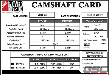 GSC Power-Division Billet S3 camshaft set for Nissan VR38DETT GT-R