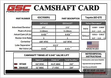 GSC Power-Division Billet 2JZ-GTE R1 Camshafts